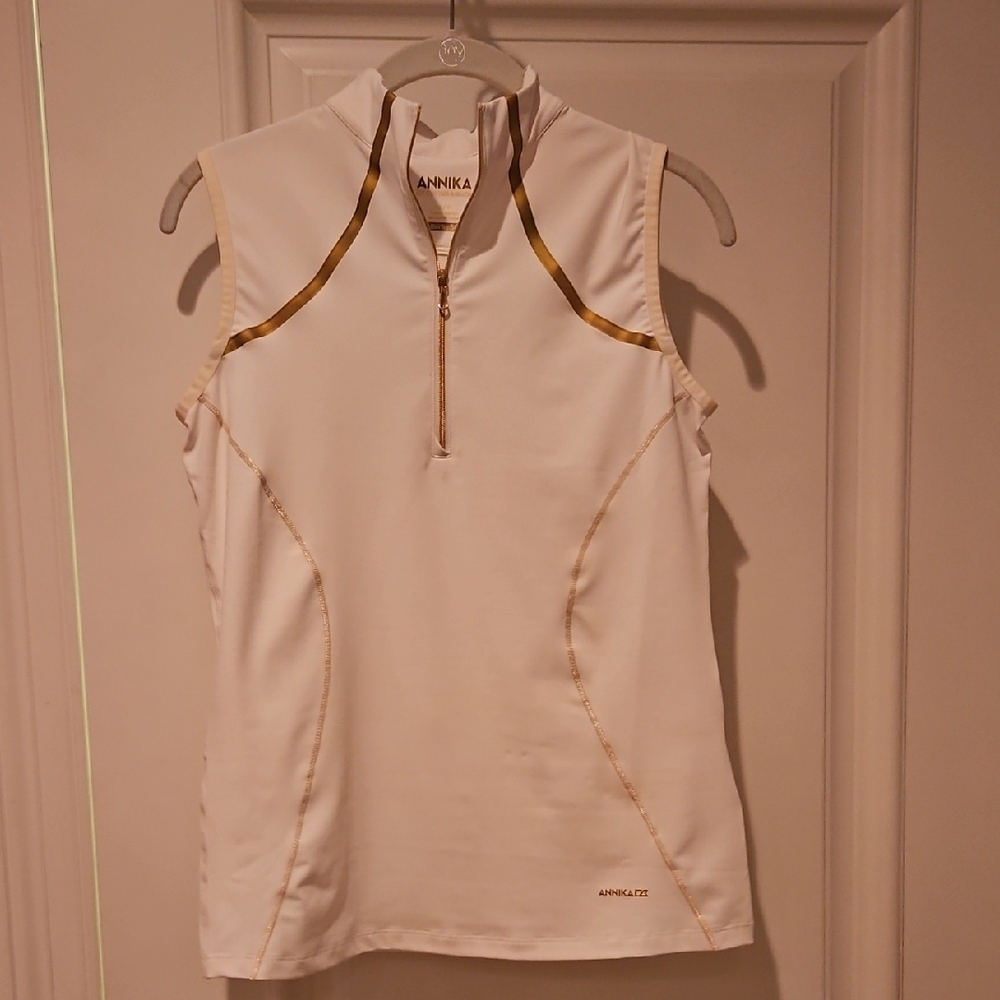 Cutter & Buck Cream Fitted Polo Tank Top